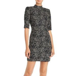 Alice + Olivia NWT Black Silver Metallic Dress Inka Fitted 0